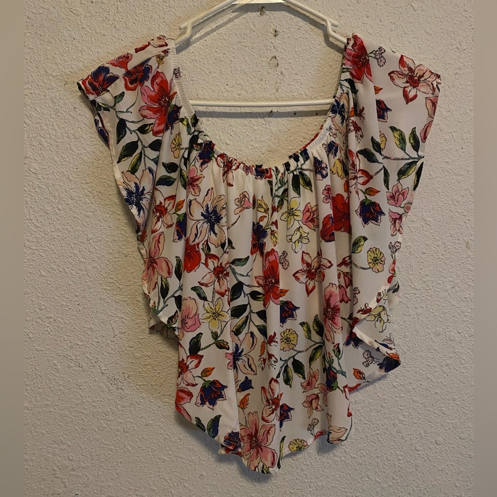 floral off the shoulder crop top